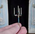 Load image into Gallery viewer, David Iriarte Four-Arm Gilt Candelabra with Green Enamel Faux Marble Column B

