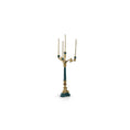 Load image into Gallery viewer, David Iriarte Four-Arm Gilt Candelabra with Green Enamel Faux Marble Column A

