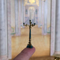Load image into Gallery viewer, David Iriarte Four-Arm Gilt Candelabra with Green Enamel Faux Marble Column A
