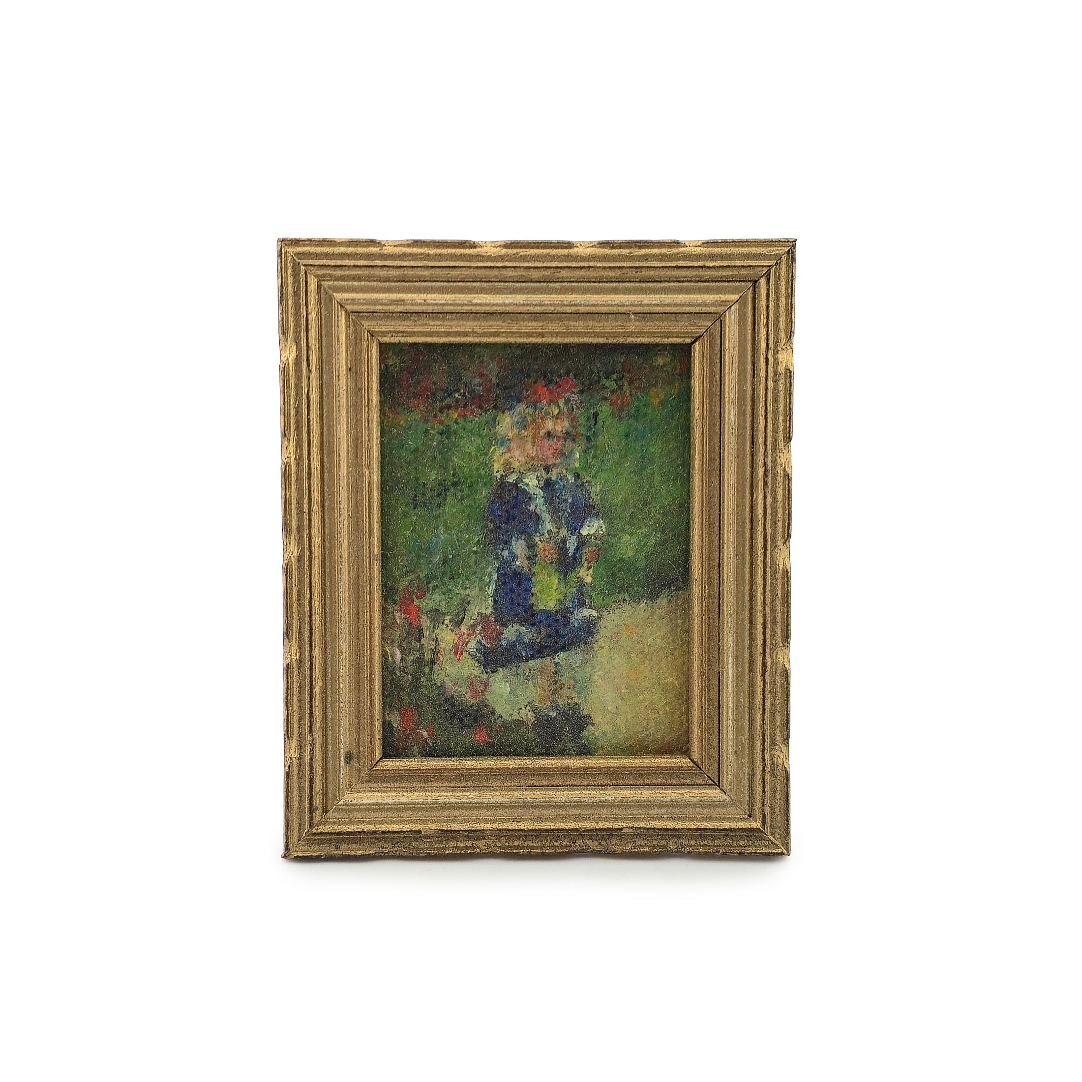 Seana Gallagher “Girl with a Watering Can” Framed Impressionist Miniature Painting After Renoir