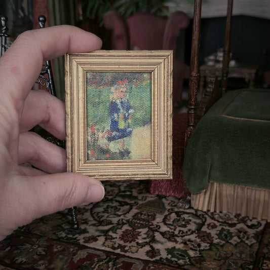 Seana Gallagher “Girl with a Watering Can” Framed Impressionist Miniature Painting After Renoir