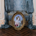 Load image into Gallery viewer, Ornately Framed Antique Oval Portrait of Edwardian Lady with Dove Real Miniature Painting
