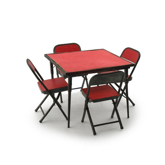 Retro Vintage Red Functional Folding Card Table & Chairs Set Classic Miniatures (1993)