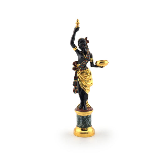 John Hodgson Female Blackamoor Sculpture Miniature with Faux Marble Base