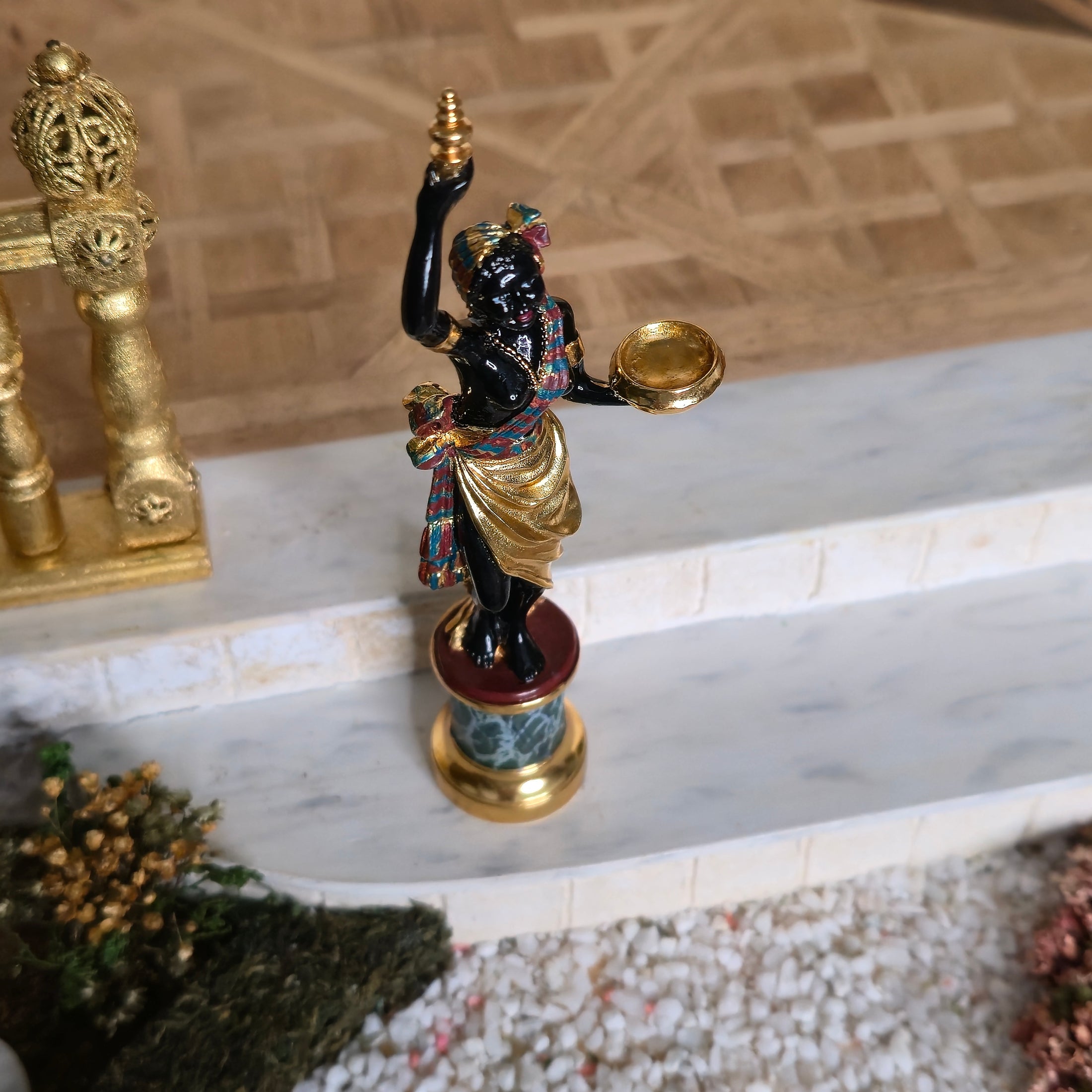 John Hodgson Female Blackamoor Sculpture Miniature with Faux Marble Base