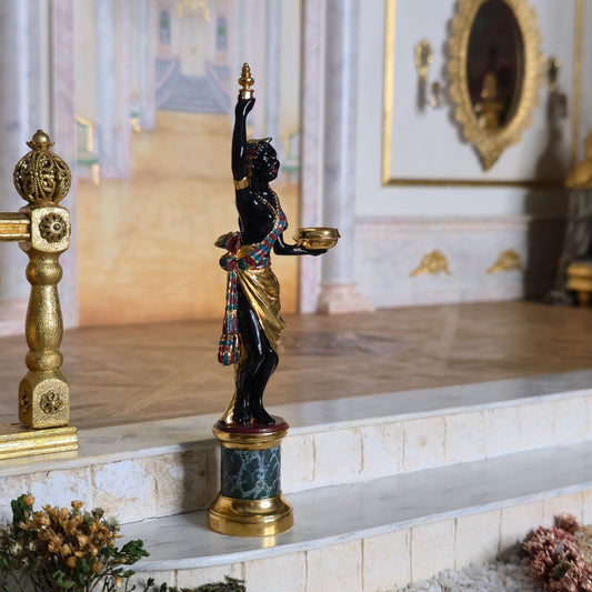 John Hodgson Female Blackamoor Sculpture Miniature with Faux Marble Base
