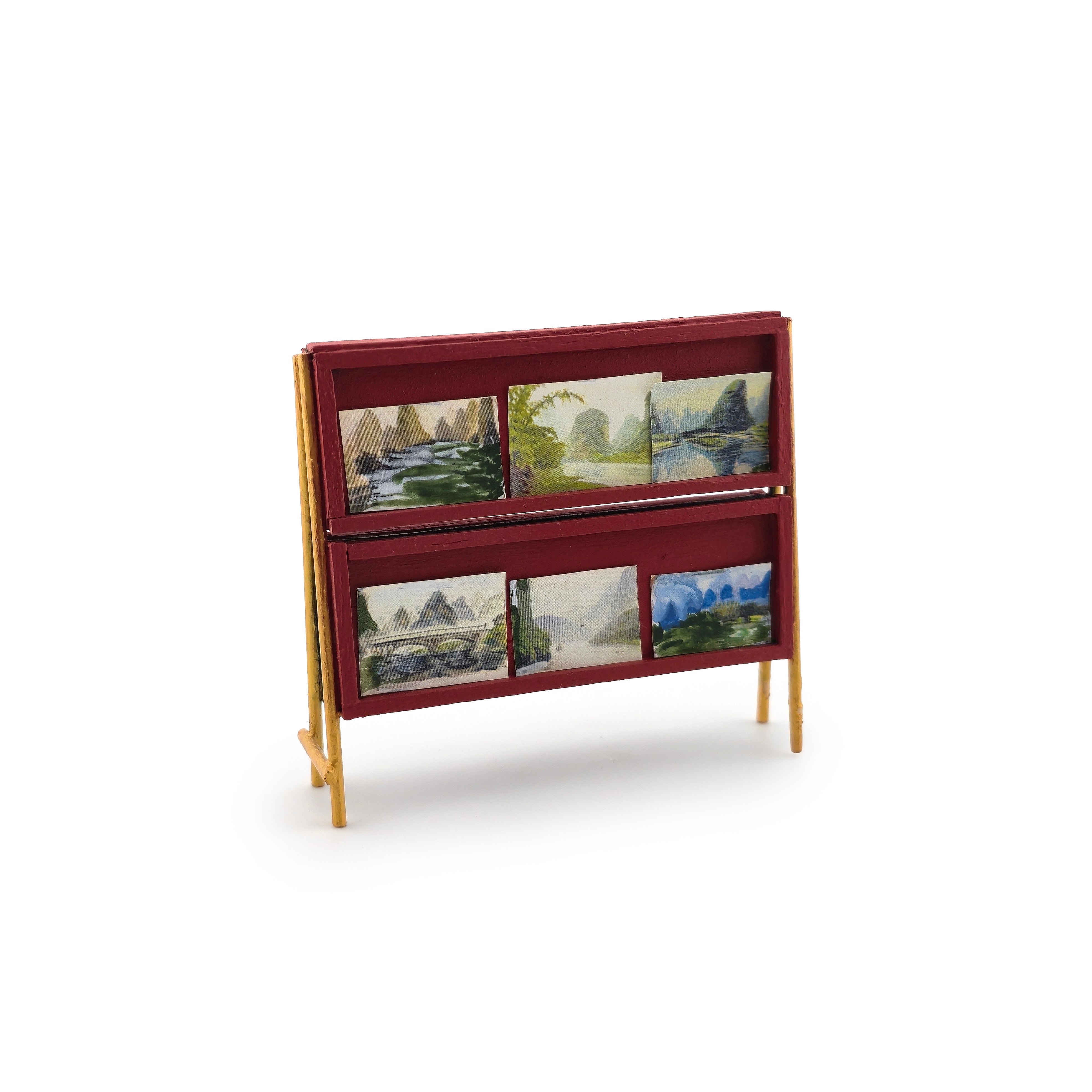 Portfolio File Display Rack Painted Landscape Display Rack Gallery or Artist's Portfolio Stand ...