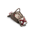 Load image into Gallery viewer, Artisan Signed Miniature Wicker Picnic Basket Set with Accessories Red Floral
