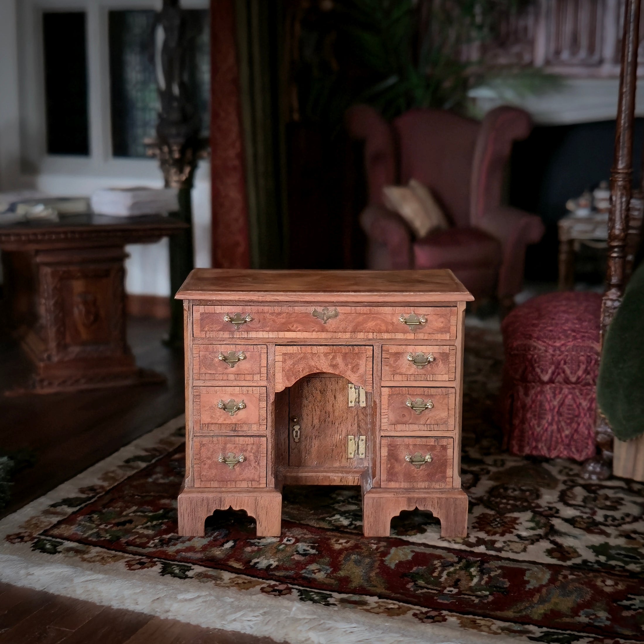 John Hodgson IGMA Miniature Wooden Knee Hole Desk Signed 1985