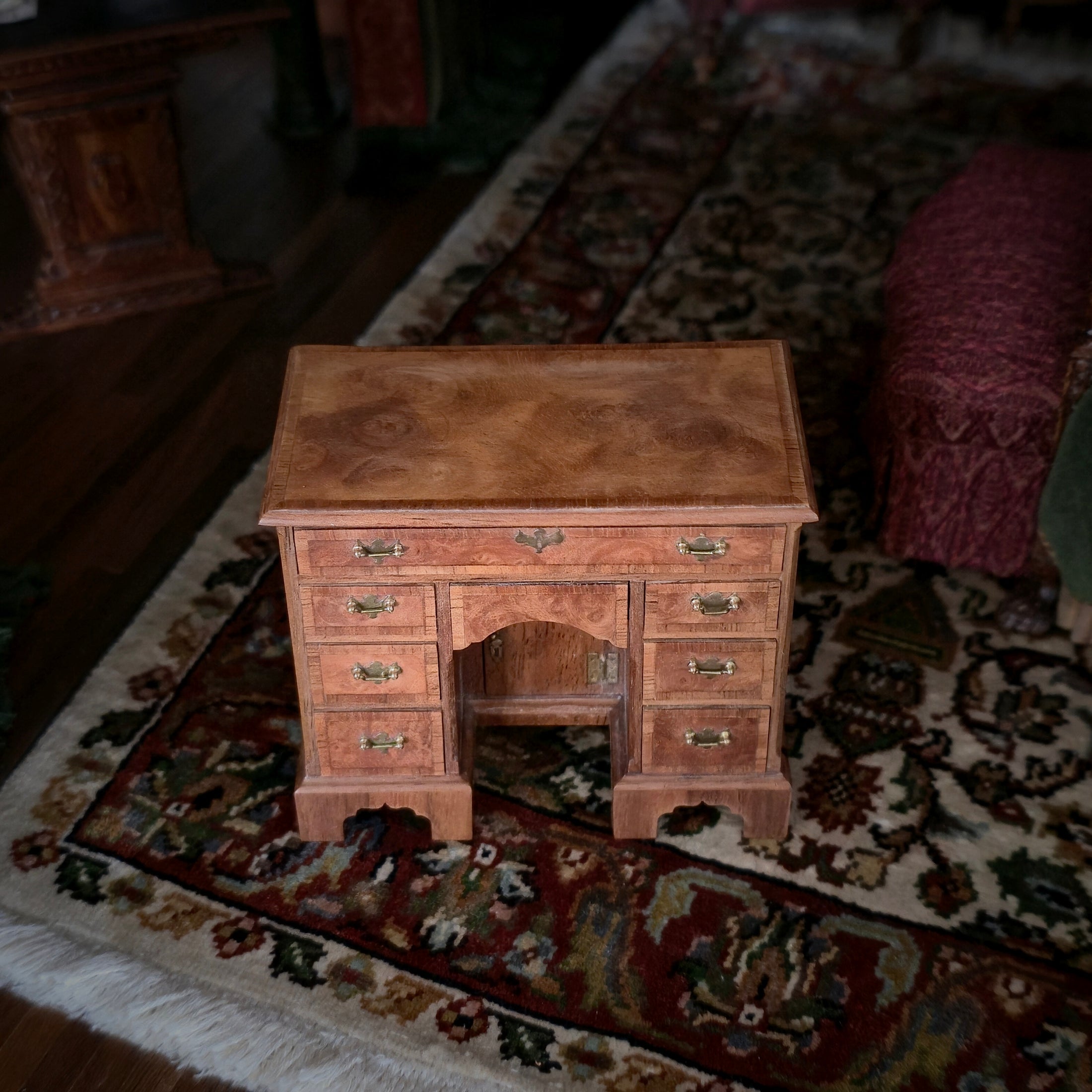 John Hodgson IGMA Miniature Wooden Knee Hole Desk Signed 1985