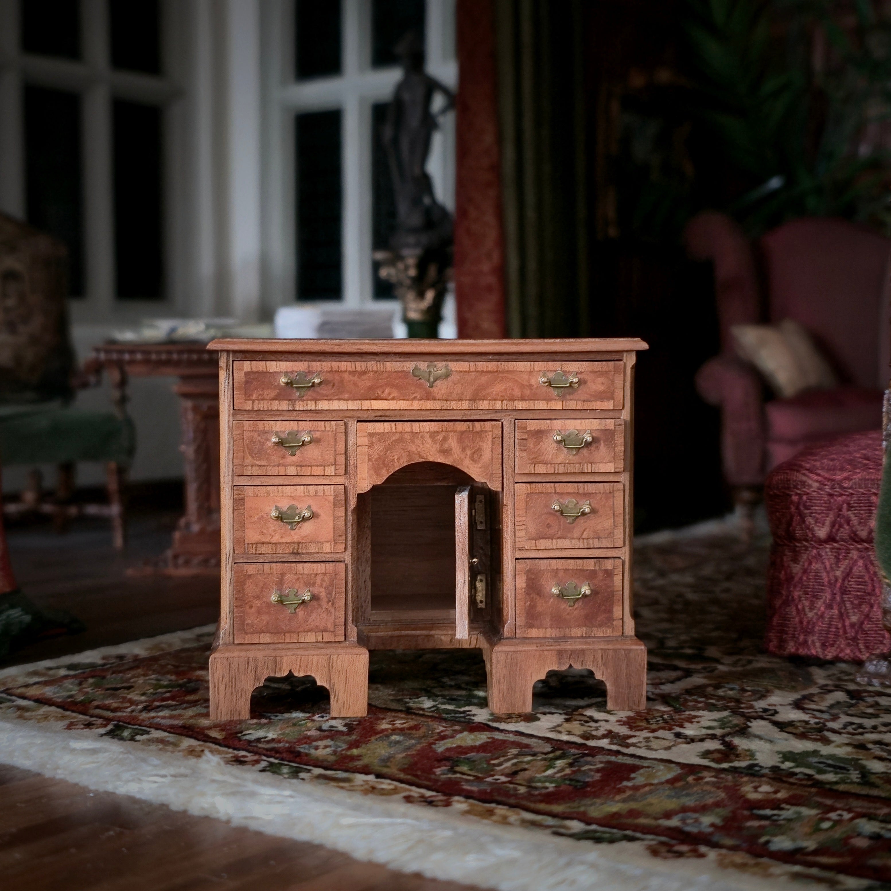 John Hodgson IGMA Miniature Wooden Knee Hole Desk Signed 1985