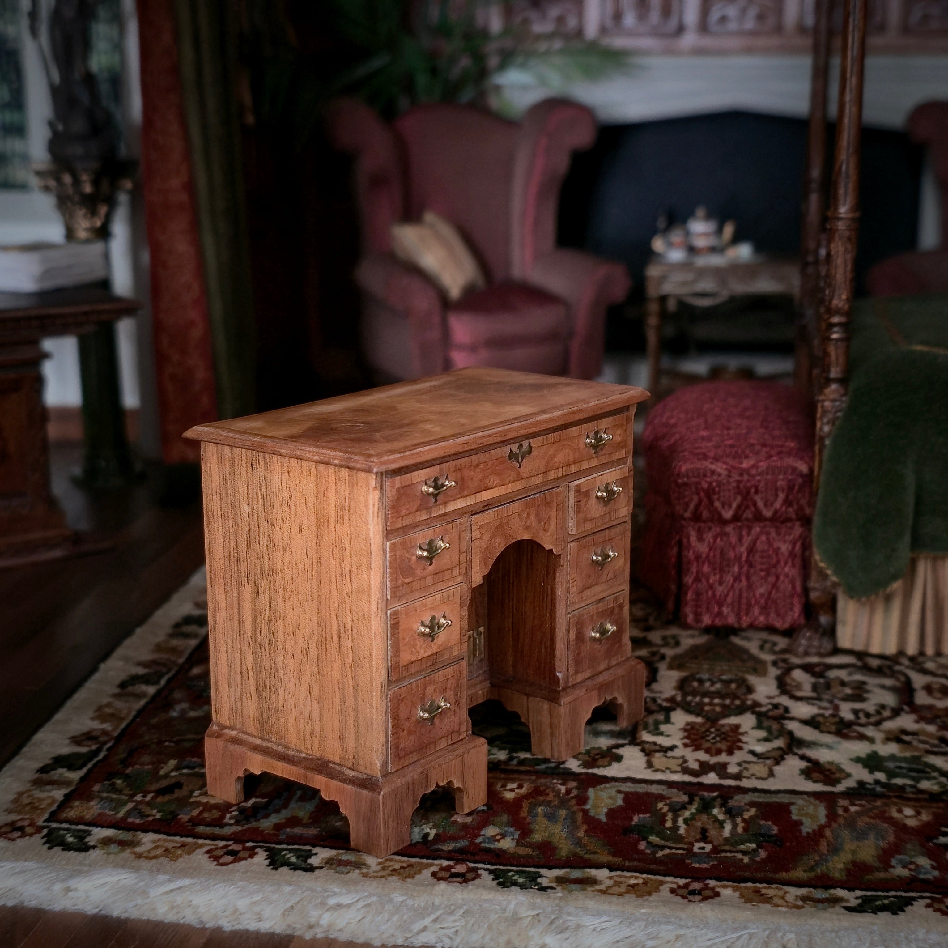 John Hodgson IGMA Miniature Wooden Knee Hole Desk Signed 1985