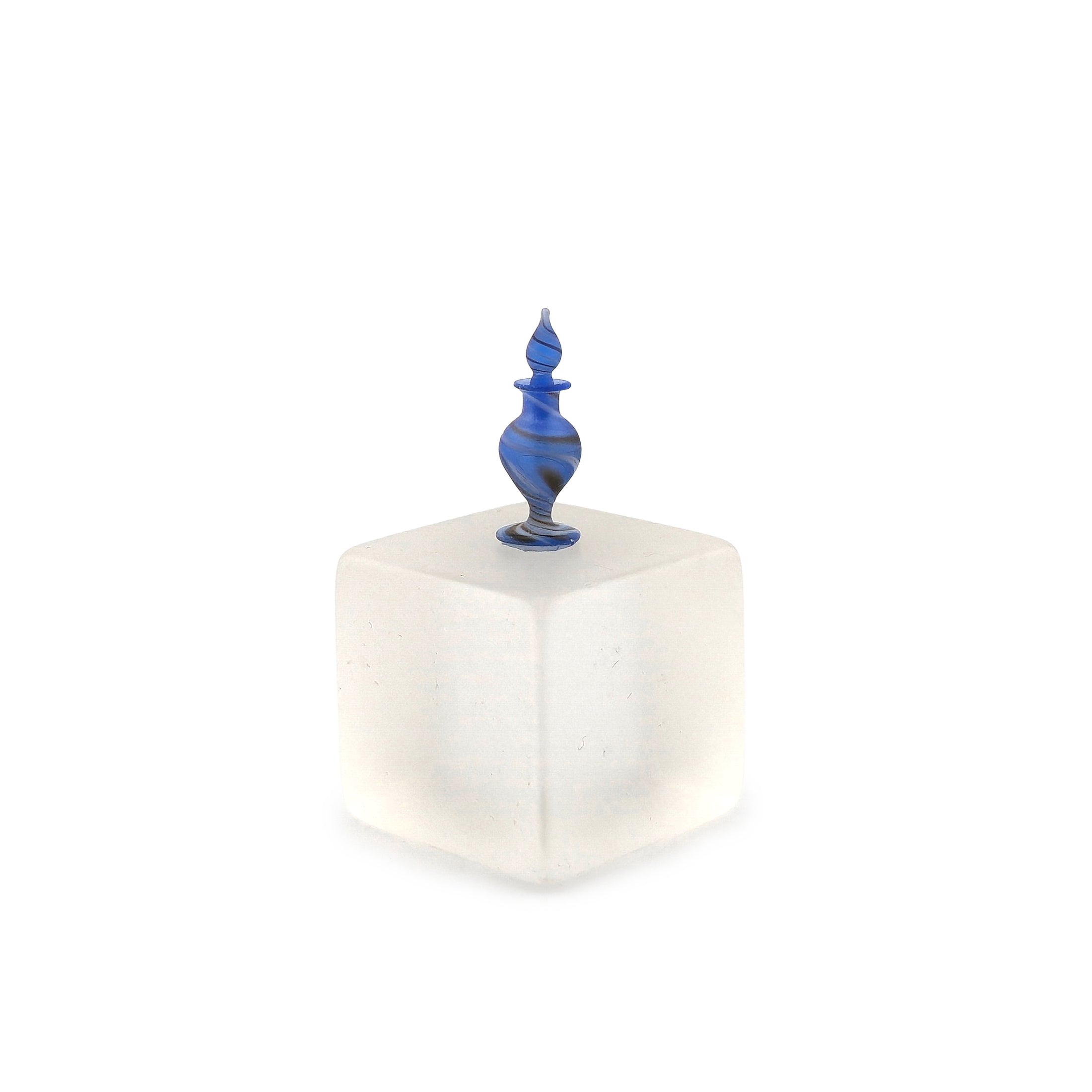 Francis Whittemore Blue Hand Blown Glass Perfume Bottle With Stopper