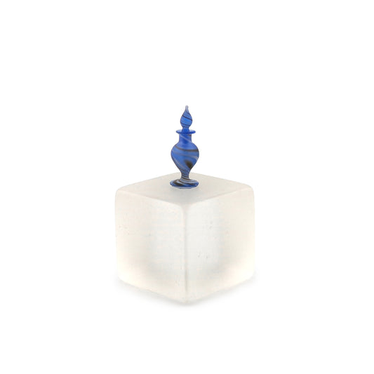 Francis Whittemore Blue Hand Blown Glass Perfume Bottle With Stopper