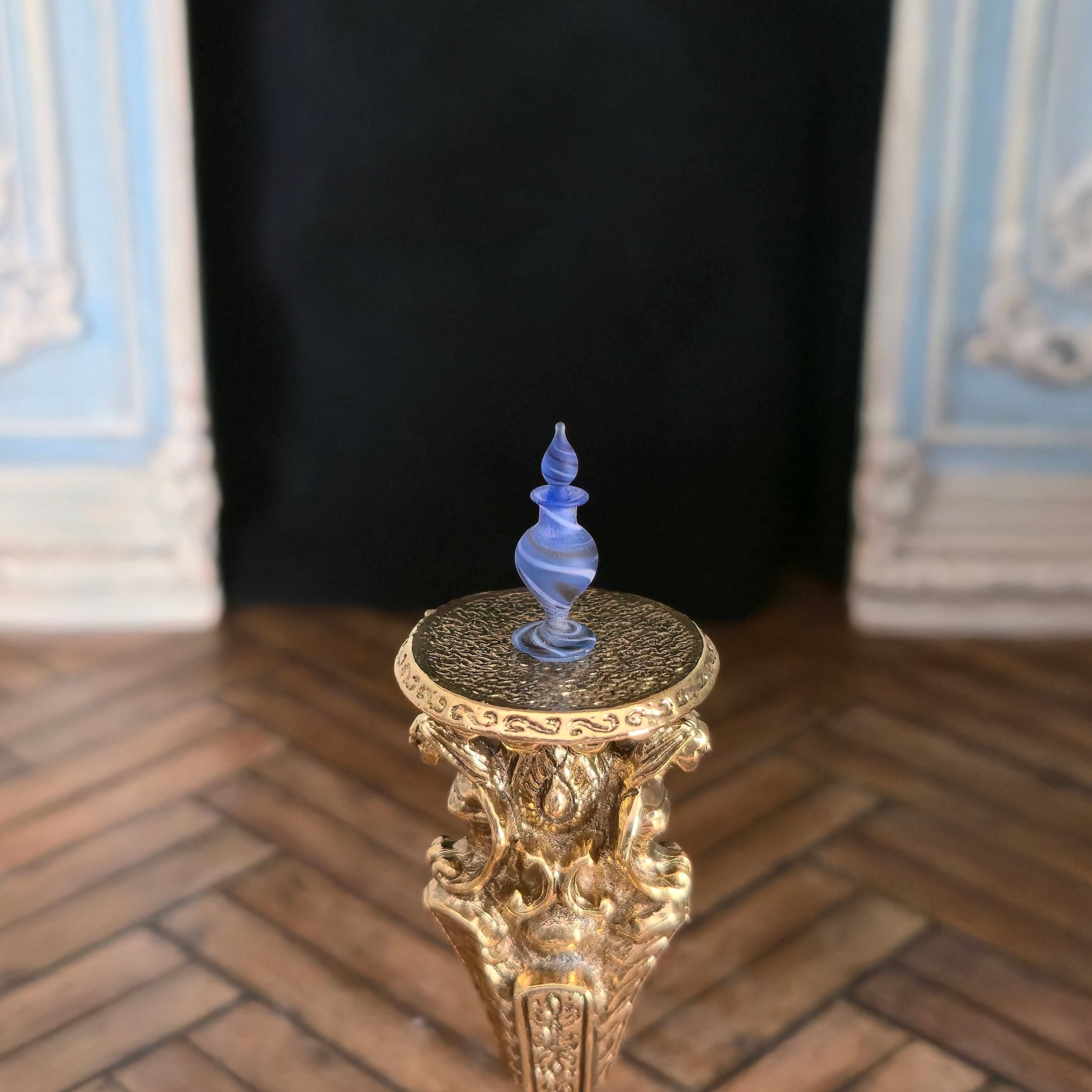 Francis Whittemore Blue Hand Blown Glass Perfume Bottle With Stopper