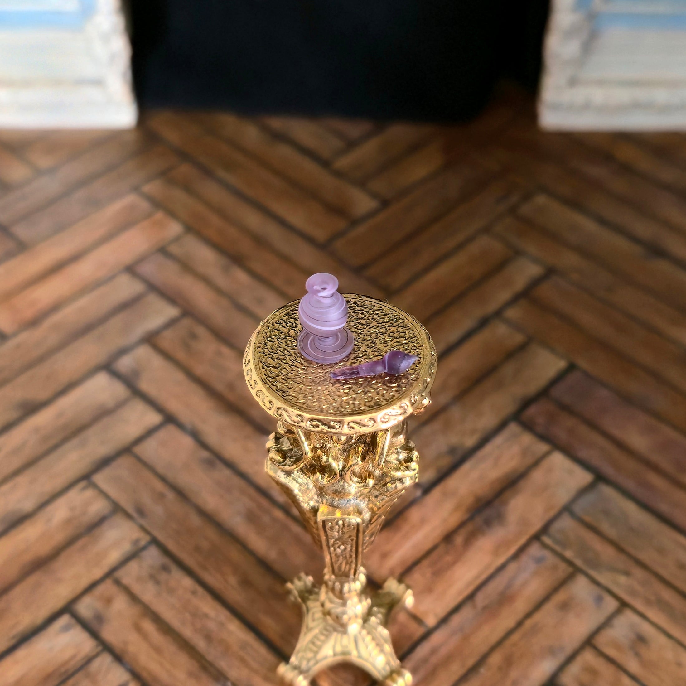 Francis Whittemore Lilac Hand Blown Glass Perfume Bottle With Stopper