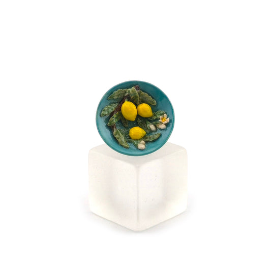 Susan van Tubbergen OOAK Porcelain Trompe L’Oeil Lemon Majolica Bowl