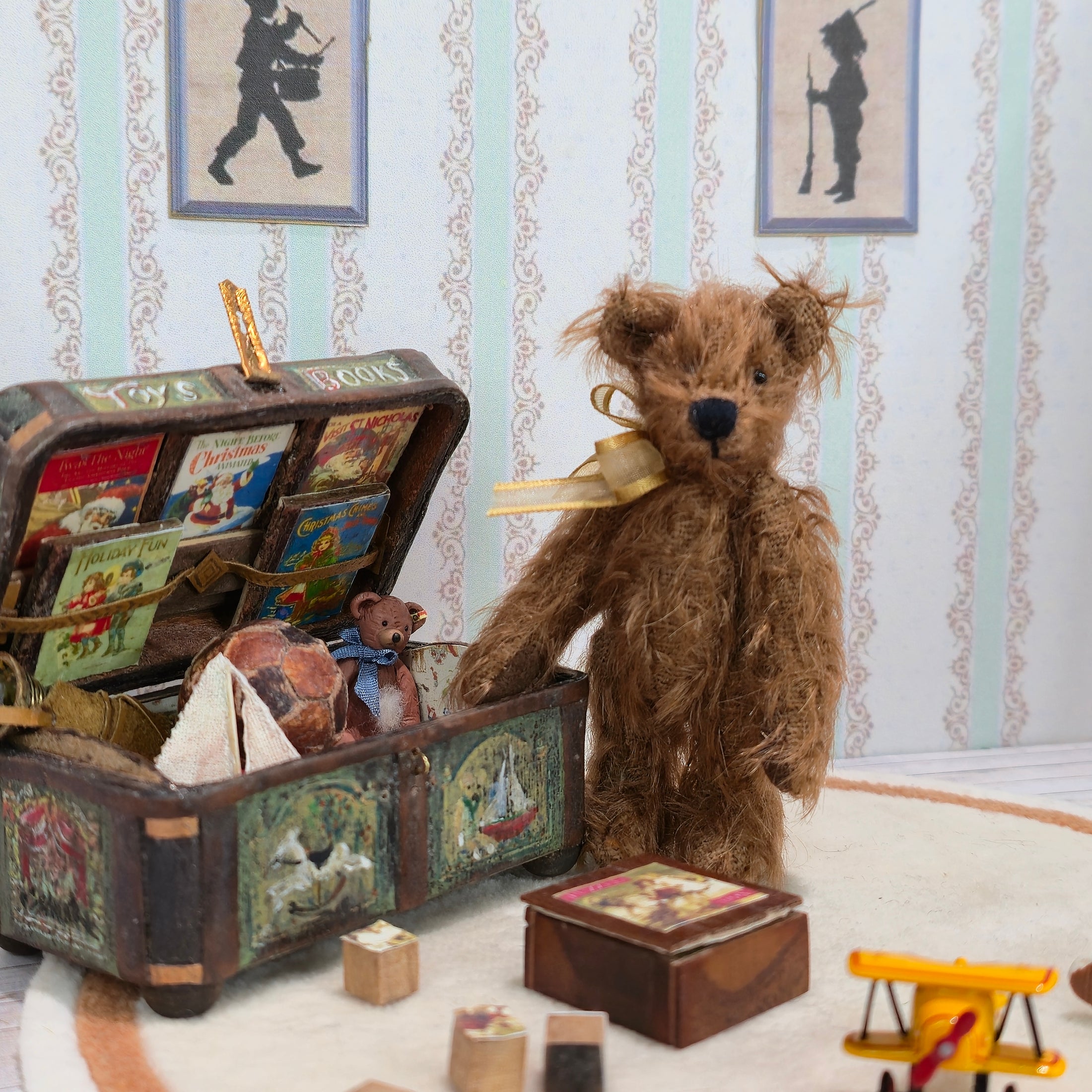 OOAK Cinnamon Mohair Teddy Bear Dollhouse Toy Artisan Made