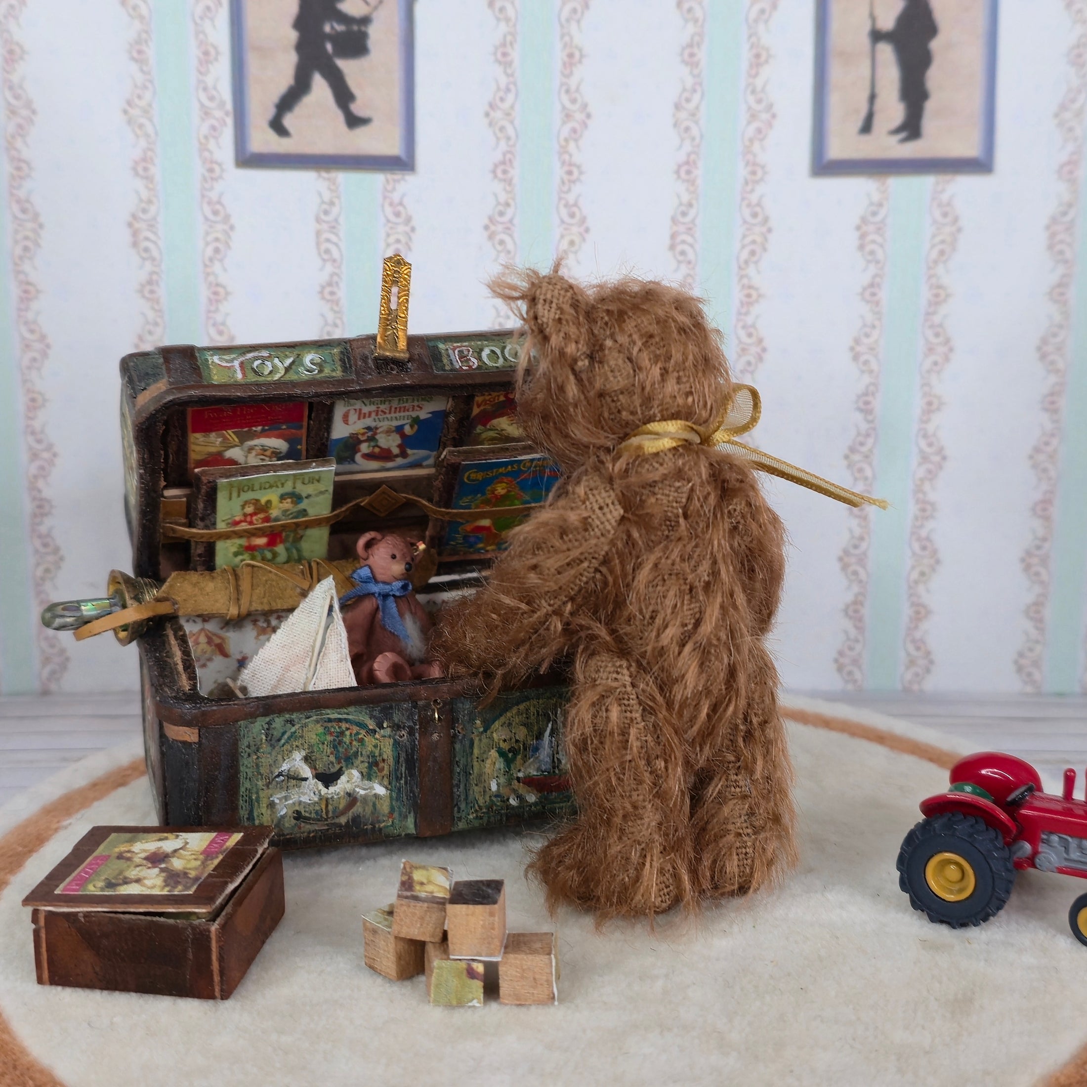 OOAK Cinnamon Mohair Teddy Bear Dollhouse Toy Artisan Made