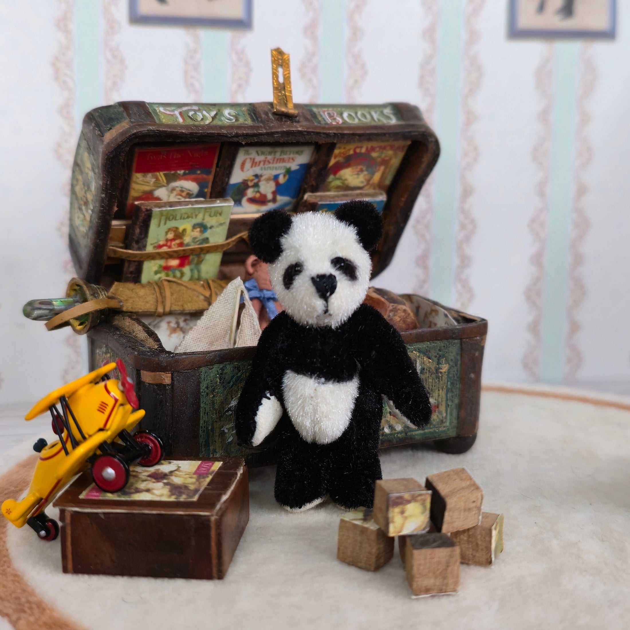 Anna Braun Miniature Panda Bear Silk Mohair Dollhouse Toy