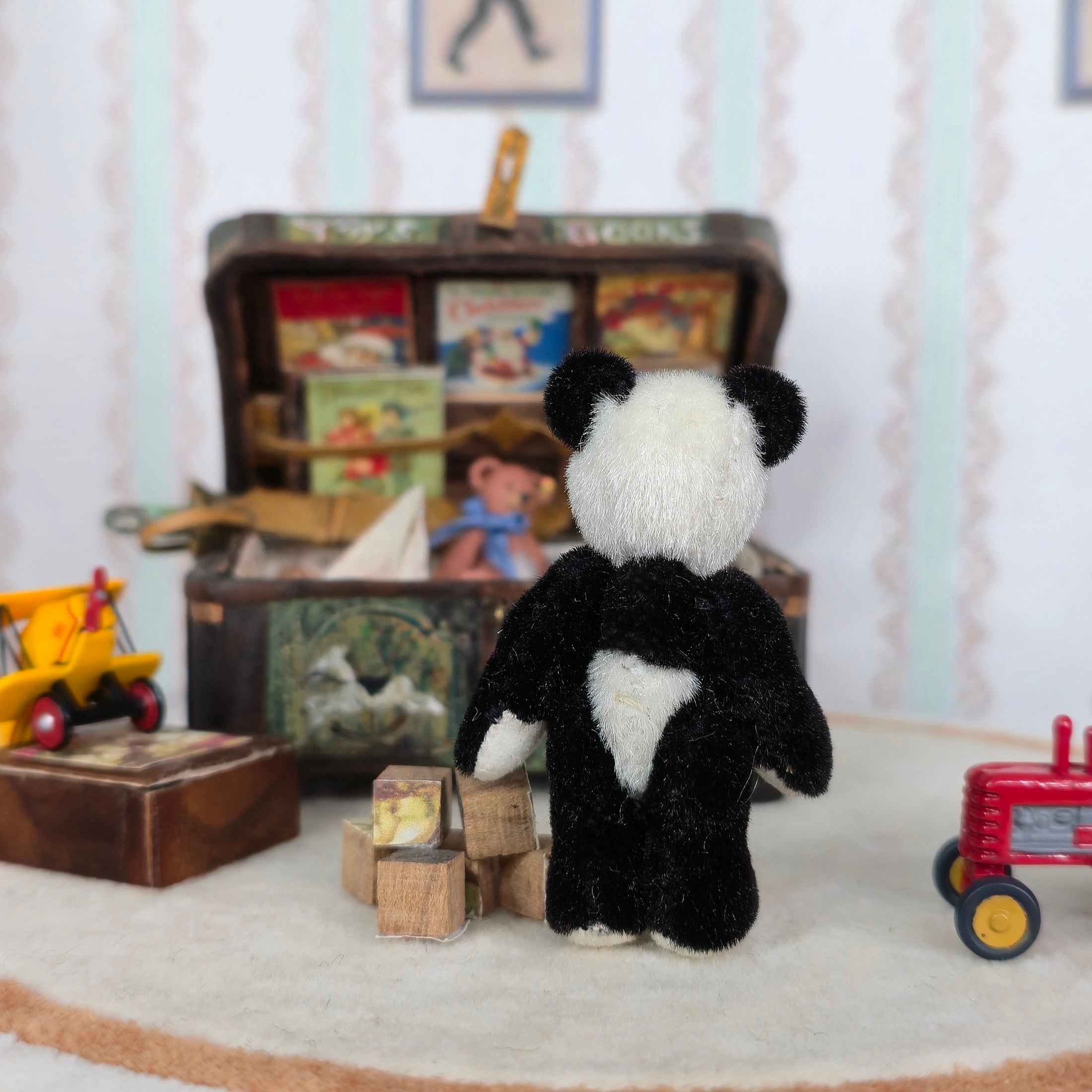 Anna Braun Miniature Panda Bear Silk Mohair Dollhouse Toy