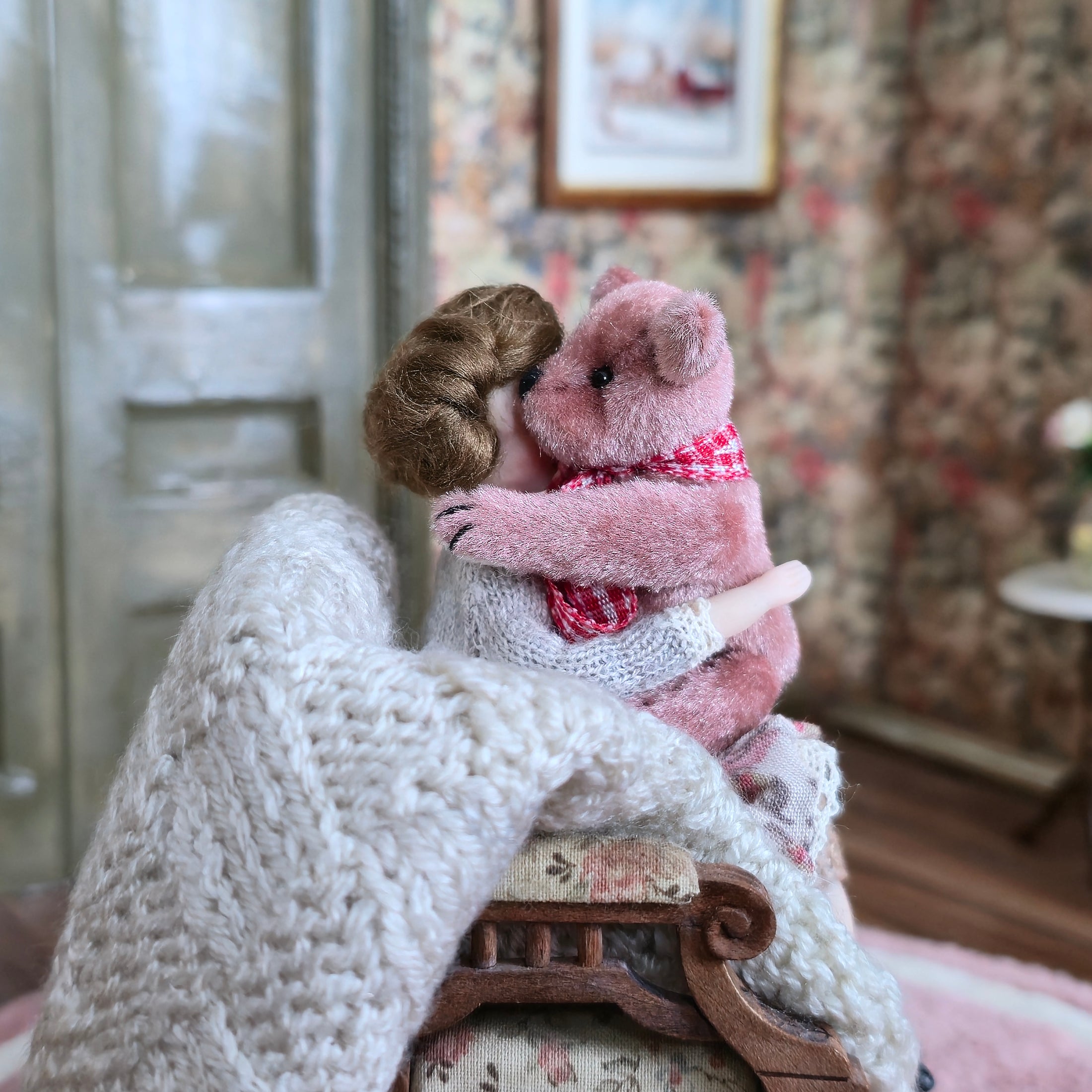 Kay’s Bears Pretty Pink Teddy Bear Silk Velvet Mohair Dollhouse Bear