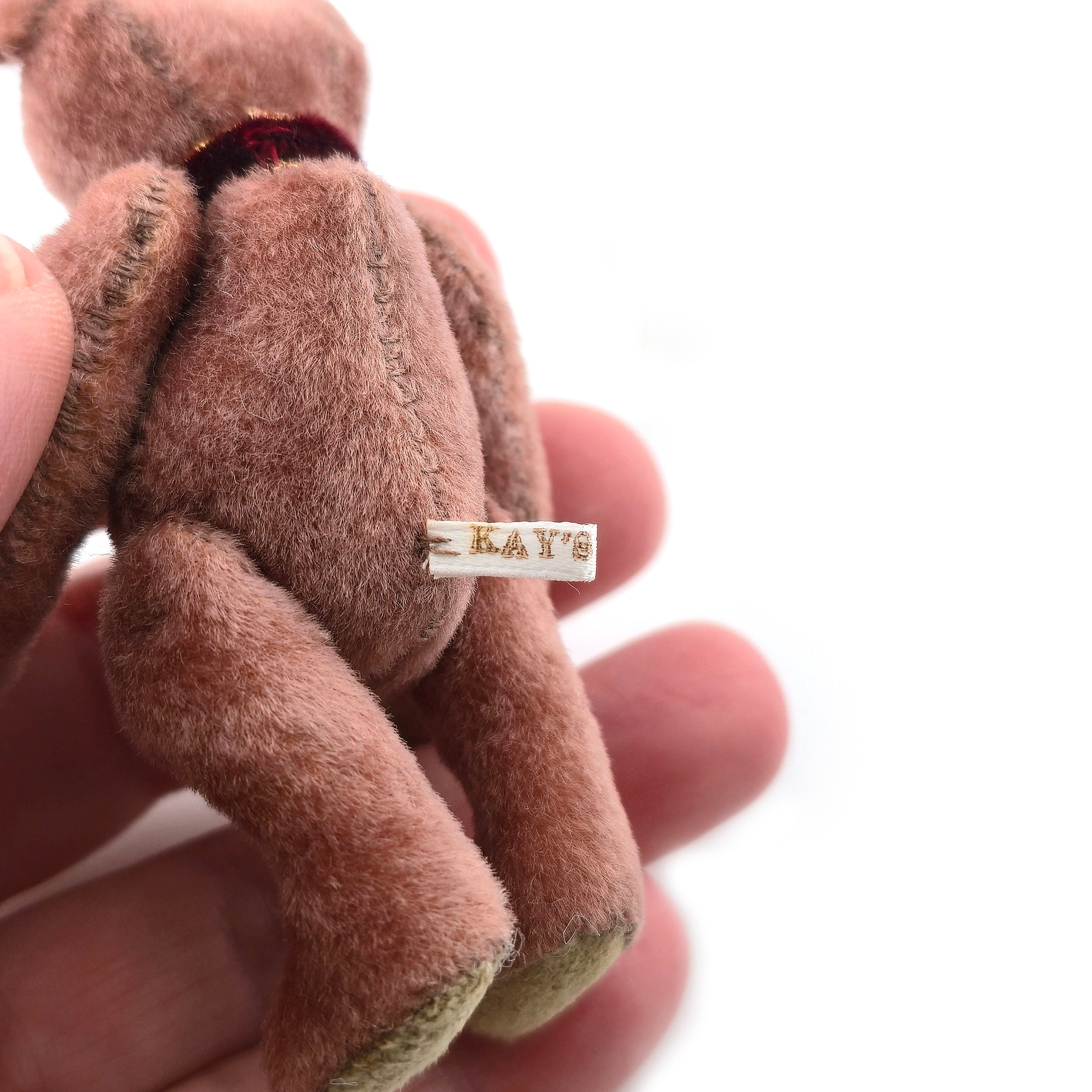 Kay’s Bears Rose Pink Miniature Teddy Bear Silk Velvet Mohair