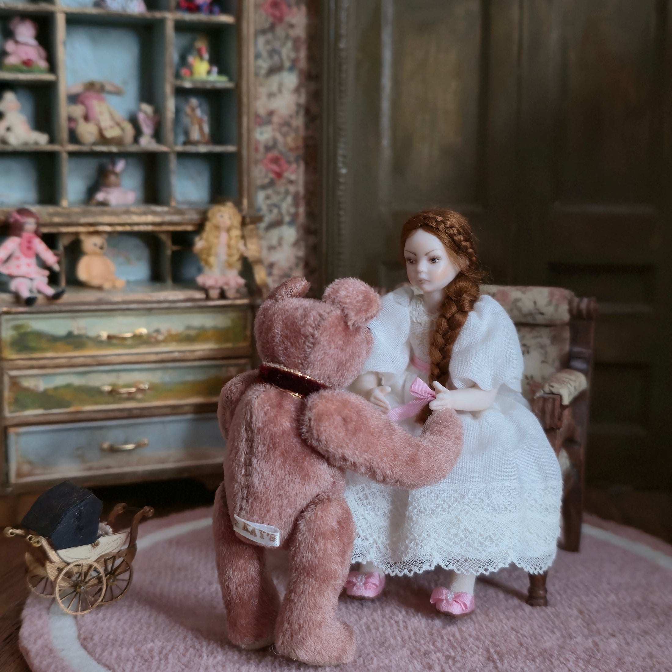 Kay’s Bears Rose Pink Miniature Teddy Bear Silk Velvet Mohair