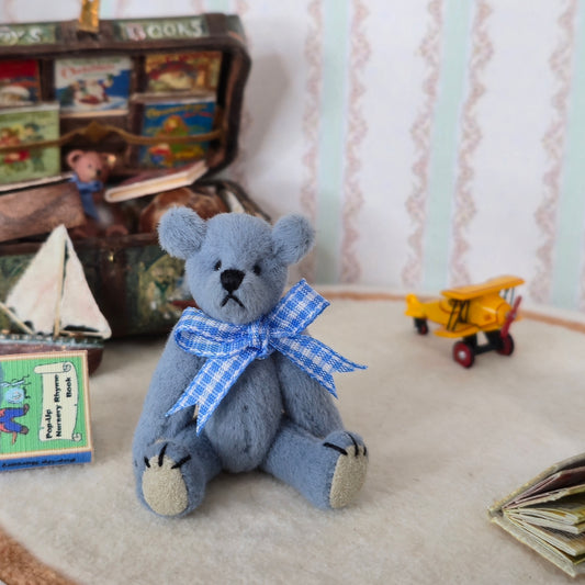 Kay’s Bears Baby Blue Miniature Teddy Bear Silk Velvet Mohair