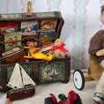 Load image into Gallery viewer, Tiny Miniature Wool Teddy Bear with Red Silk Ribbon Dollhouse Toy
