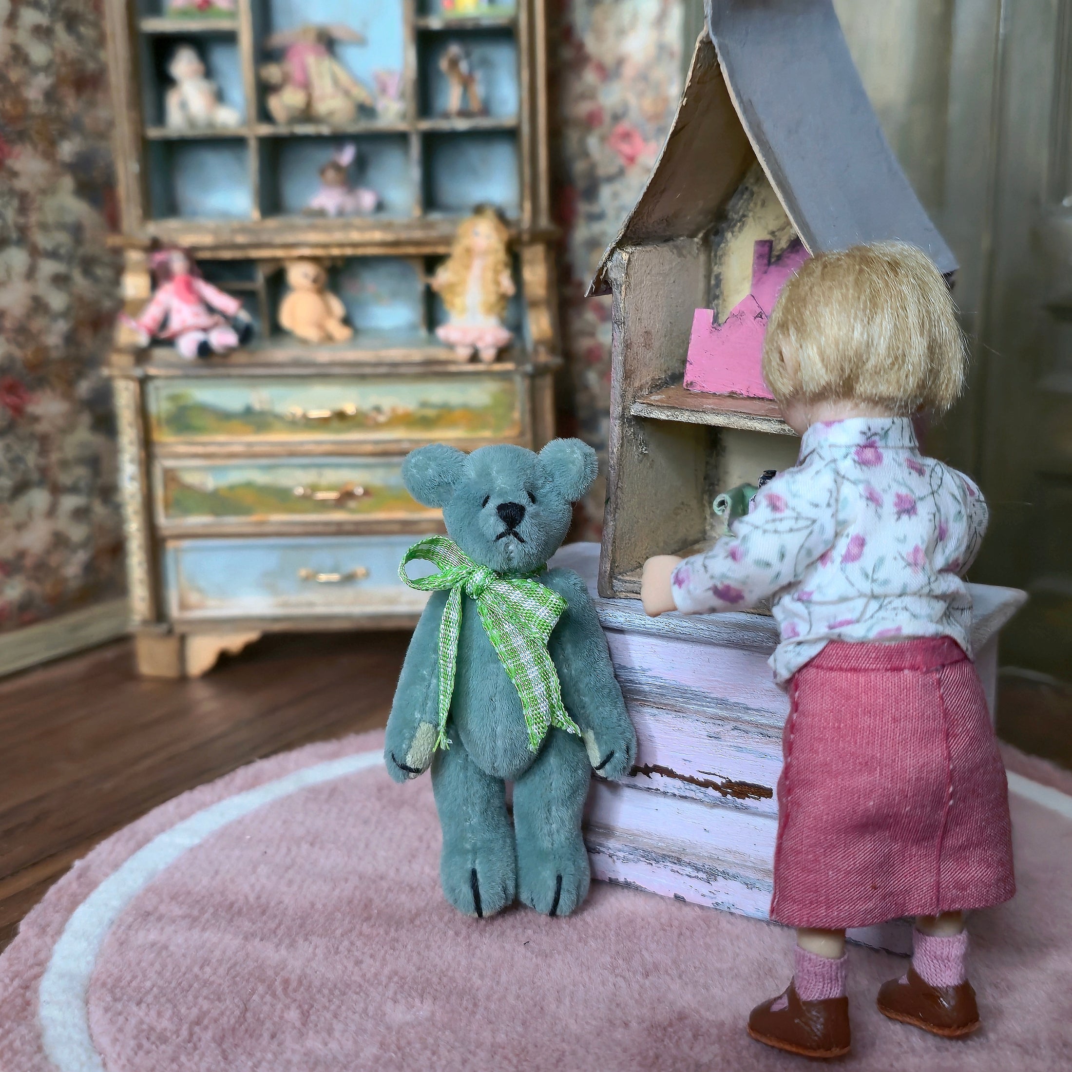 Vintage Kay’s Bears Miniature Seafoam Green Mohair Teddy Bear