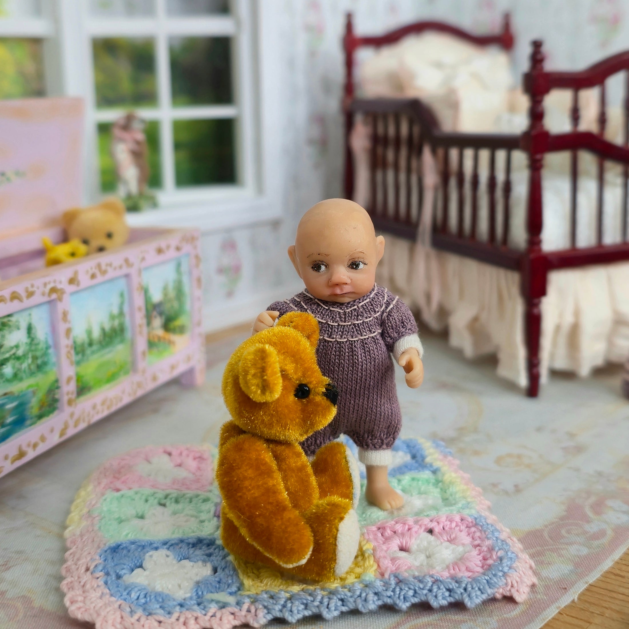 Vintage Artisan Miniature Jointed Golden Mohair Teddy Bear