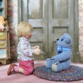 Load image into Gallery viewer, Kay’s Bears Blue Mohair Teddy Bear with Braided Farmhouse Rug
