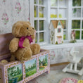 Load image into Gallery viewer, Chubby Teddy Bear Dollhouse Toy Jointed Plush Pink Ribbon Bow
