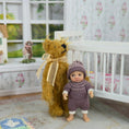 Load image into Gallery viewer, OOAK Miniature Brown Tousled Burlap & Mohair Teddy Bear Nursery Toy
