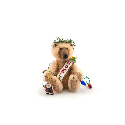 Noel Christmas Tan Jointed Mohair Toy Teddy Bear by Bearly a Whisper Limited Edition