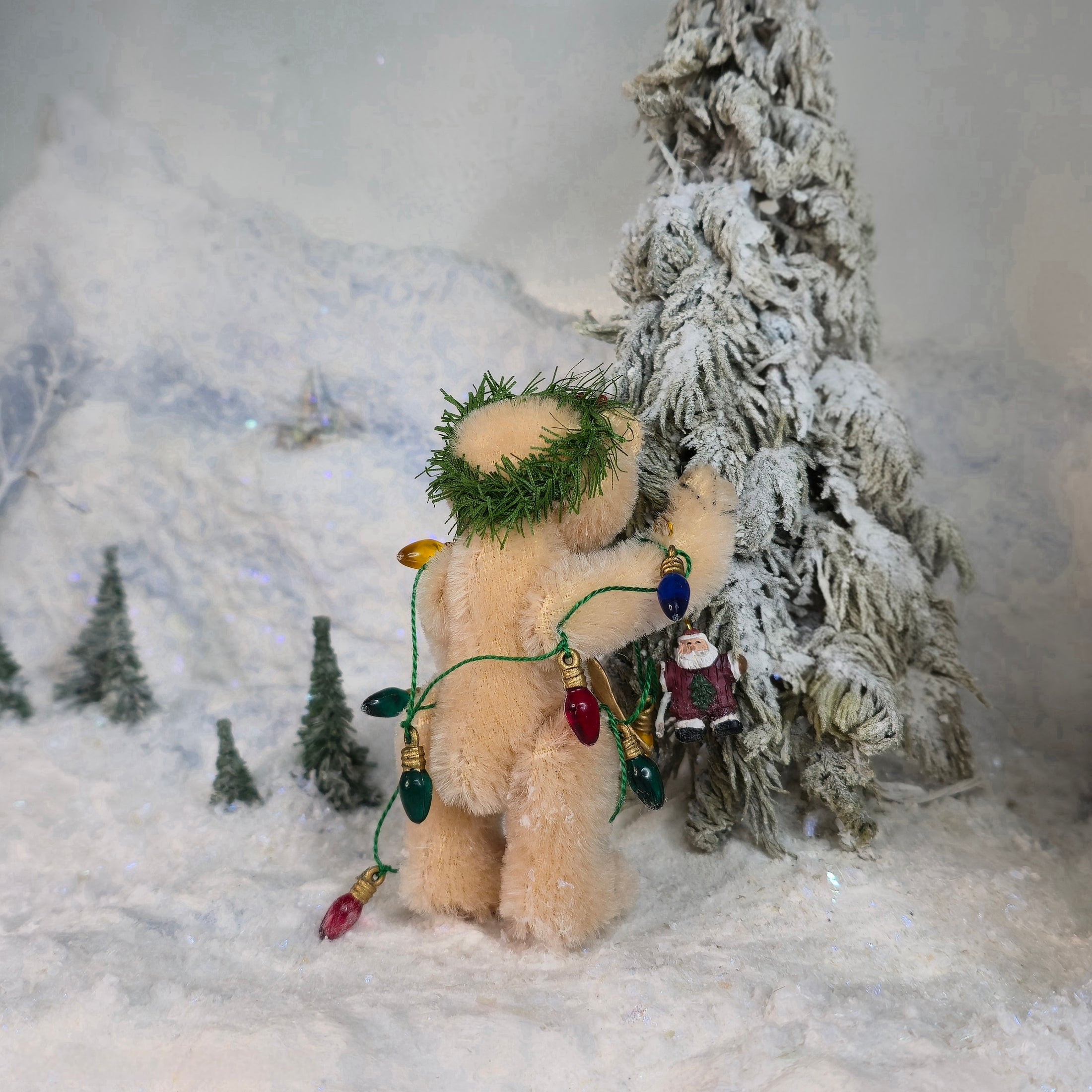 Noel Christmas Tan Jointed Mohair Toy Teddy Bear by Bearly a Whisper Limited Edition
