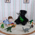 Load image into Gallery viewer, Black Mohair Jointed Toy Teddy Bear With Bow OOAK Artisan Miniature Dollhouse
