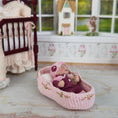 Load image into Gallery viewer, Tiny Catherine Muniere Infant Baby Girl Clay Doll w Bottle, Bassinet, Hand Knit Clothes
