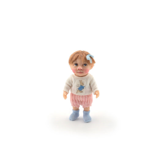 Cute Catherine Muniere Toddler Girl Clay Dollhouse Doll w Peter Rabbit Shirt 1:12