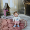 Load image into Gallery viewer, Cute Catherine Muniere Toddler Girl Clay Dollhouse Doll w Peter Rabbit Shirt 1:12
