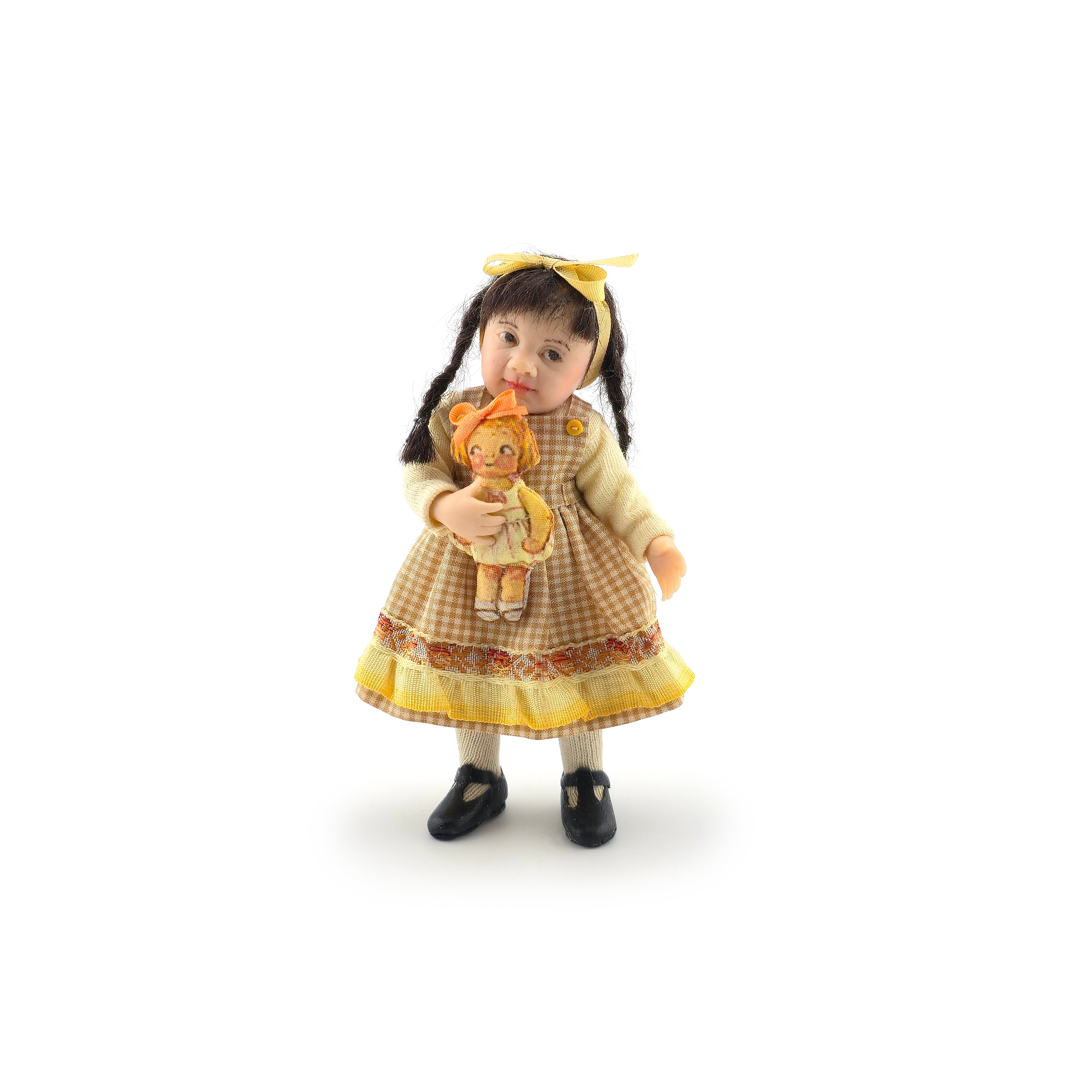 Catherine Muniere IGMA Little Girl Doll in Yellow with Cloth Toy Doll Companion