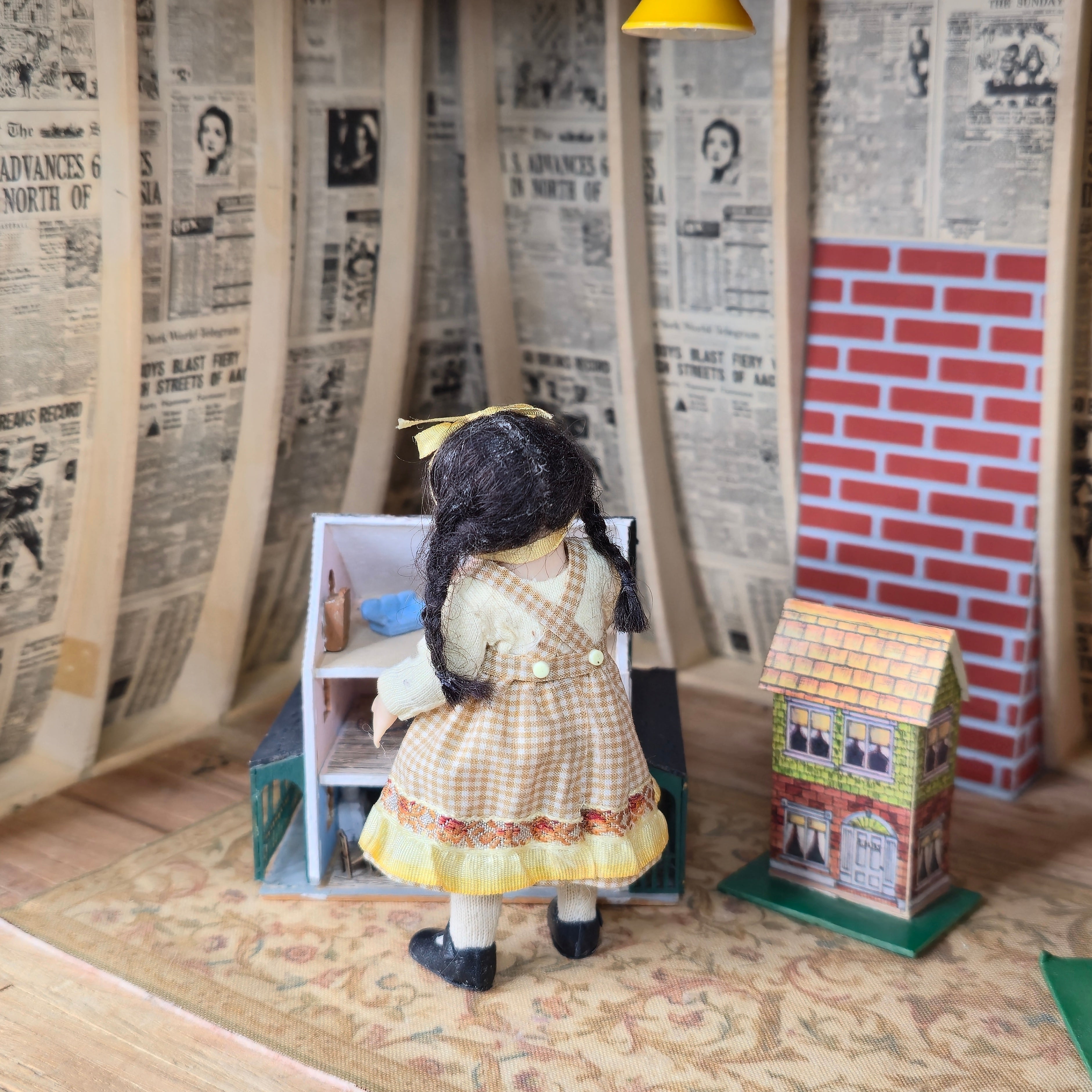 Catherine Muniere IGMA Little Girl Doll in Yellow with Cloth Toy Doll Companion