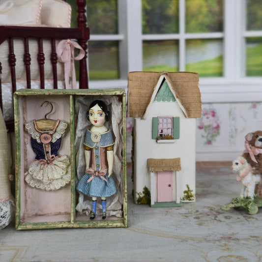 Gale Elena Bantock 1920s Boudoir China Head Toy Doll in Presentation Box with Outfit