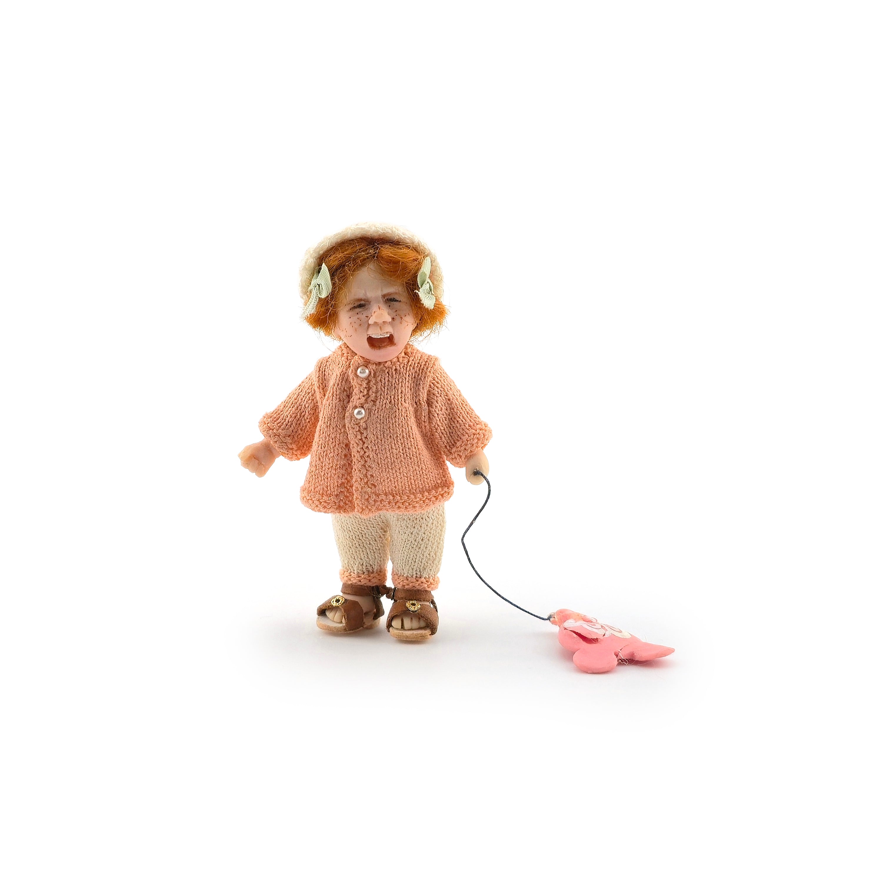 Catherine Muniere Crying Tantrum Girl Doll with Broken Balloon OOAK Clay Character