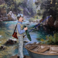 Load image into Gallery viewer, Twin Minis Fisherman Character Dollhouse Doll Man with Catch Sculpted Clay
