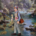 Load image into Gallery viewer, Twin Minis Fisherman Character Dollhouse Doll Man with Catch Sculpted Clay
