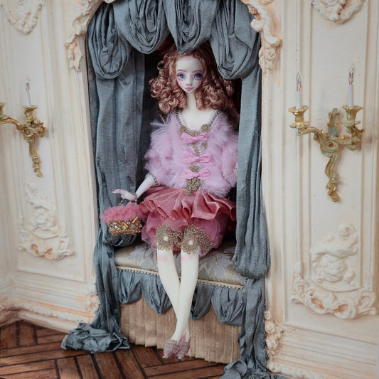 Caroline OOAK CosyDolls Miniature Dollhouse Doll in Pink by Agne Mikalauskiene