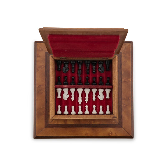 RESERVED FOR RICK Wood Miniature Chess Set & Game Table by Gideon Wolf
