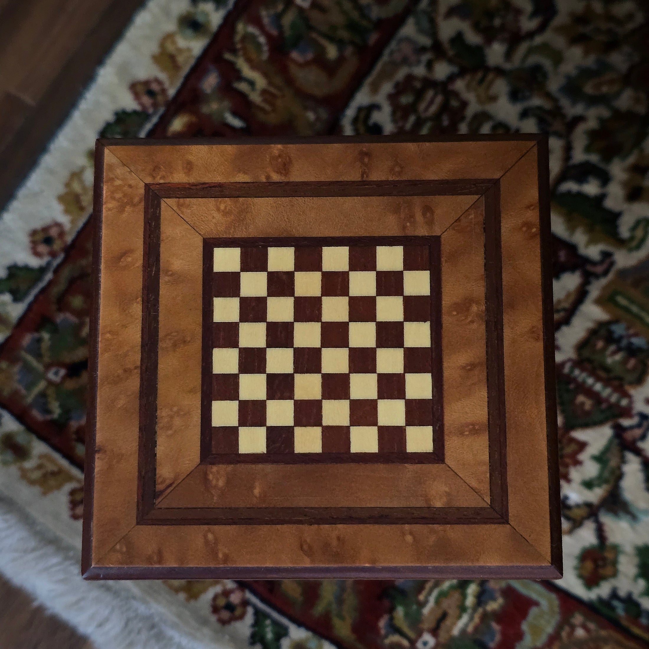 RESERVED FOR RICK Wood Miniature Chess Set & Game Table by Gideon Wolf